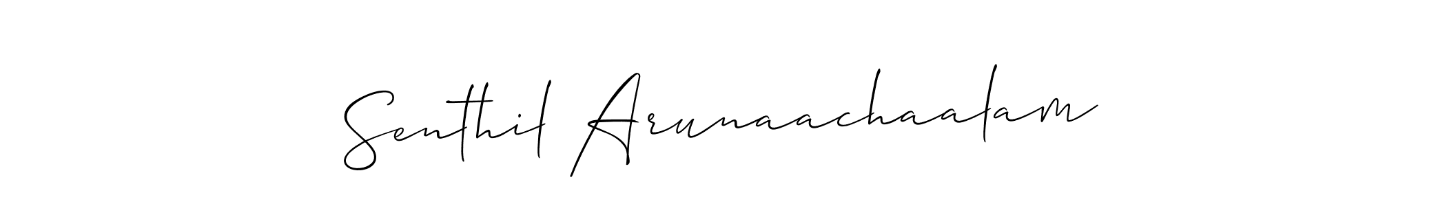 Use a signature maker to create a handwritten signature online. With this signature software, you can design (Allison_Script) your own signature for name Senthil Arunaachaalam. Senthil Arunaachaalam signature style 2 images and pictures png