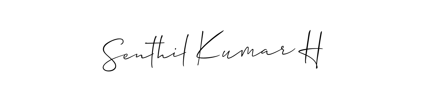 Also You can easily find your signature by using the search form. We will create Senthil Kumar H name handwritten signature images for you free of cost using Allison_Script sign style. Senthil Kumar H signature style 2 images and pictures png
