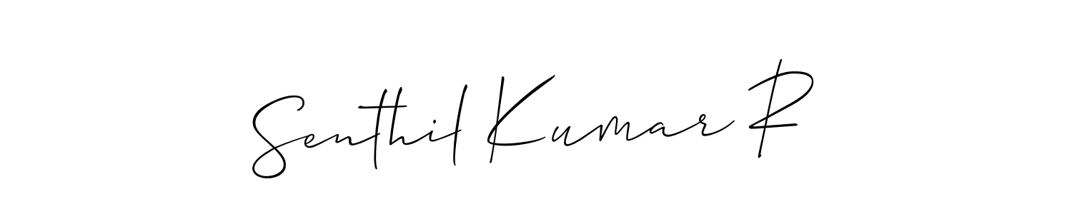 It looks lik you need a new signature style for name Senthil Kumar R. Design unique handwritten (Allison_Script) signature with our free signature maker in just a few clicks. Senthil Kumar R signature style 2 images and pictures png