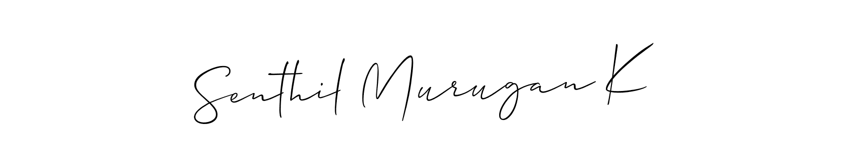 How to make Senthil Murugan K name signature. Use Allison_Script style for creating short signs online. This is the latest handwritten sign. Senthil Murugan K signature style 2 images and pictures png