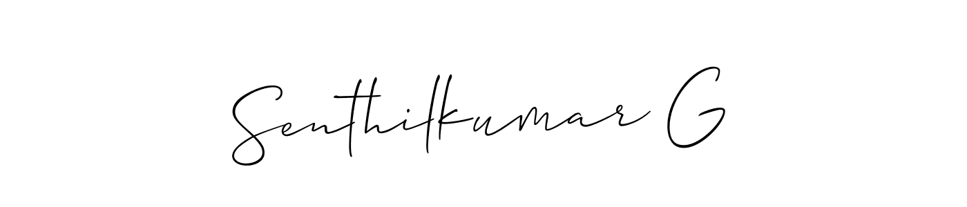 This is the best signature style for the Senthilkumar G name. Also you like these signature font (Allison_Script). Mix name signature. Senthilkumar G signature style 2 images and pictures png