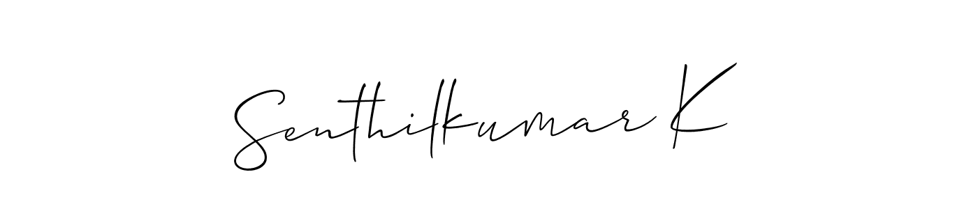 This is the best signature style for the Senthilkumar K name. Also you like these signature font (Allison_Script). Mix name signature. Senthilkumar K signature style 2 images and pictures png
