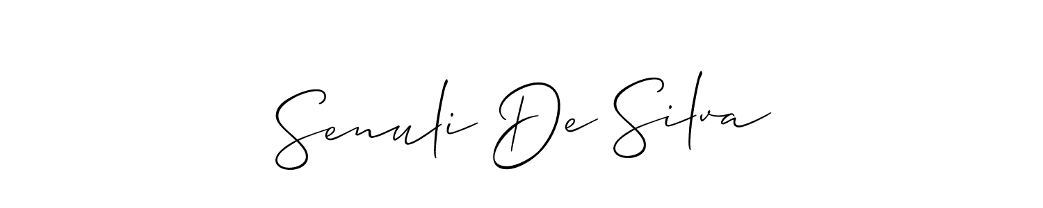 It looks lik you need a new signature style for name Senuli De Silva. Design unique handwritten (Allison_Script) signature with our free signature maker in just a few clicks. Senuli De Silva signature style 2 images and pictures png
