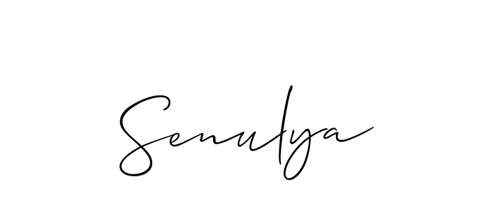 The best way (Allison_Script) to make a short signature is to pick only two or three words in your name. The name Senulya include a total of six letters. For converting this name. Senulya signature style 2 images and pictures png
