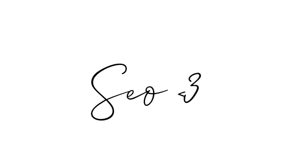 Create a beautiful signature design for name Seo <3. With this signature (Allison_Script) fonts, you can make a handwritten signature for free. Seo <3 signature style 2 images and pictures png