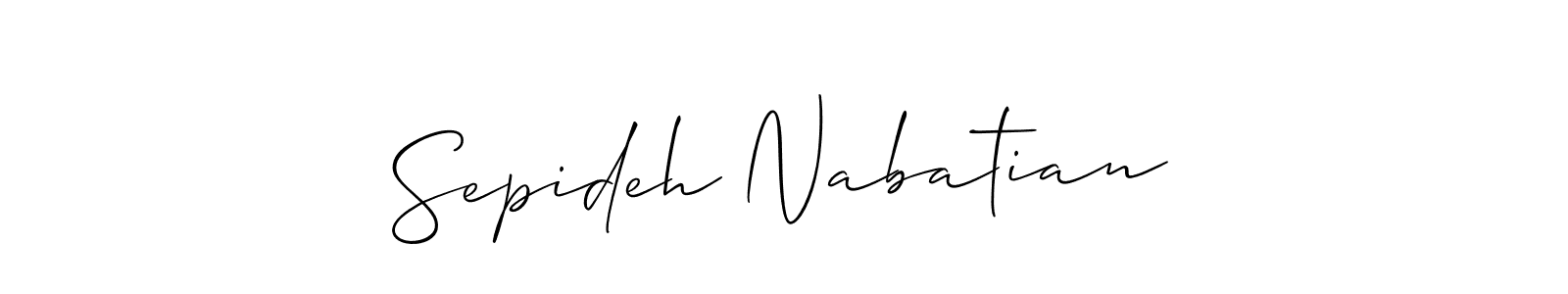 The best way (Allison_Script) to make a short signature is to pick only two or three words in your name. The name Sepideh Nabatian include a total of six letters. For converting this name. Sepideh Nabatian signature style 2 images and pictures png