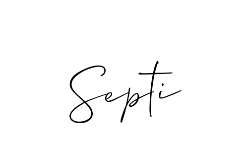 Allison_Script is a professional signature style that is perfect for those who want to add a touch of class to their signature. It is also a great choice for those who want to make their signature more unique. Get Septi name to fancy signature for free. Septi signature style 2 images and pictures png