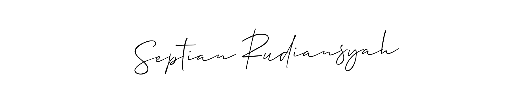 Create a beautiful signature design for name Septian Rudiansyah. With this signature (Allison_Script) fonts, you can make a handwritten signature for free. Septian Rudiansyah signature style 2 images and pictures png