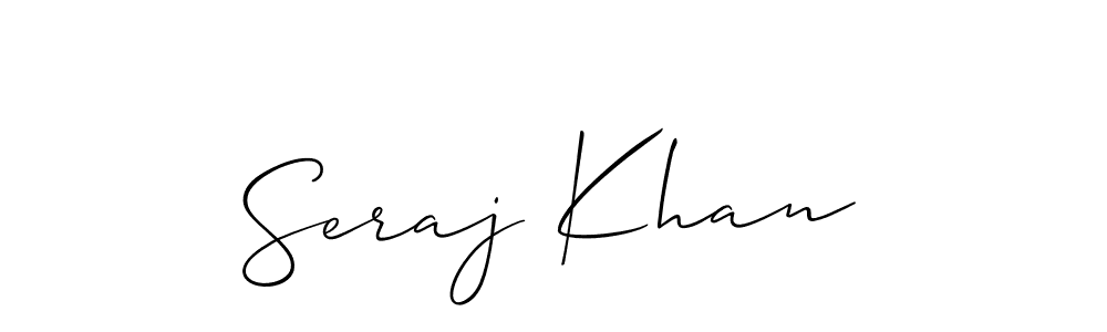 Also You can easily find your signature by using the search form. We will create Seraj Khan name handwritten signature images for you free of cost using Allison_Script sign style. Seraj Khan signature style 2 images and pictures png