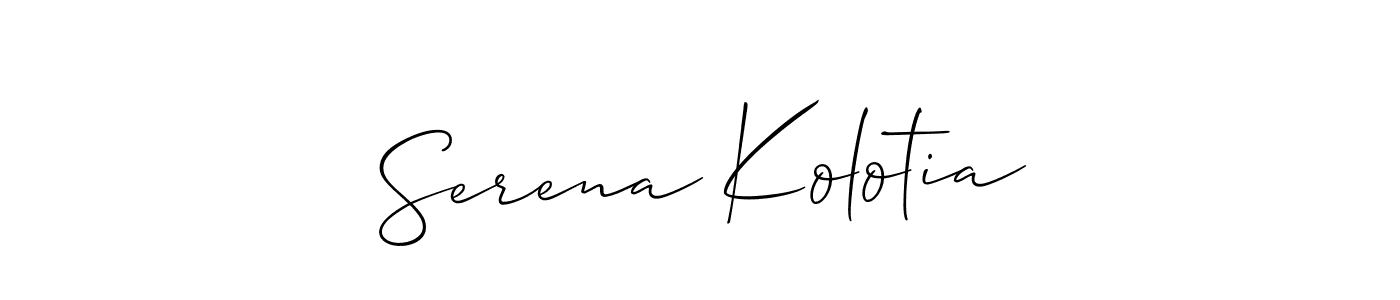 Create a beautiful signature design for name Serena Kolotia. With this signature (Allison_Script) fonts, you can make a handwritten signature for free. Serena Kolotia signature style 2 images and pictures png