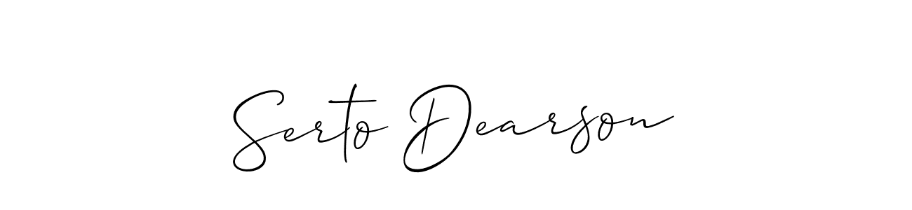 The best way (Allison_Script) to make a short signature is to pick only two or three words in your name. The name Serto Dearson include a total of six letters. For converting this name. Serto Dearson signature style 2 images and pictures png