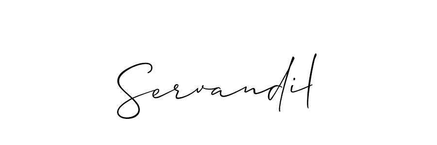 Use a signature maker to create a handwritten signature online. With this signature software, you can design (Allison_Script) your own signature for name Servandil. Servandil signature style 2 images and pictures png