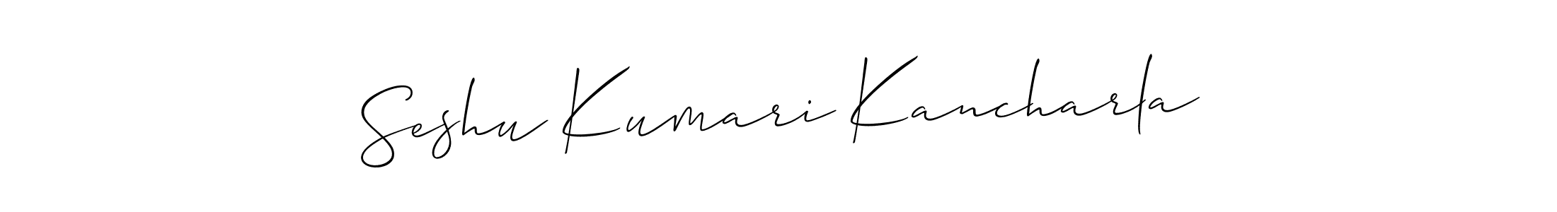 if you are searching for the best signature style for your name Seshu Kumari Kancharla. so please give up your signature search. here we have designed multiple signature styles  using Allison_Script. Seshu Kumari Kancharla signature style 2 images and pictures png