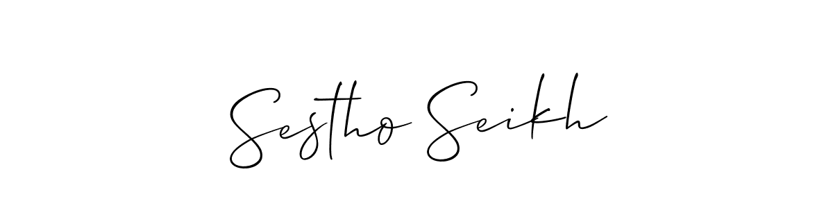 You should practise on your own different ways (Allison_Script) to write your name (Sestho Seikh) in signature. don't let someone else do it for you. Sestho Seikh signature style 2 images and pictures png