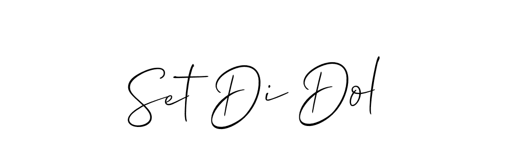 The best way (Allison_Script) to make a short signature is to pick only two or three words in your name. The name Set Di Dol include a total of six letters. For converting this name. Set Di Dol signature style 2 images and pictures png