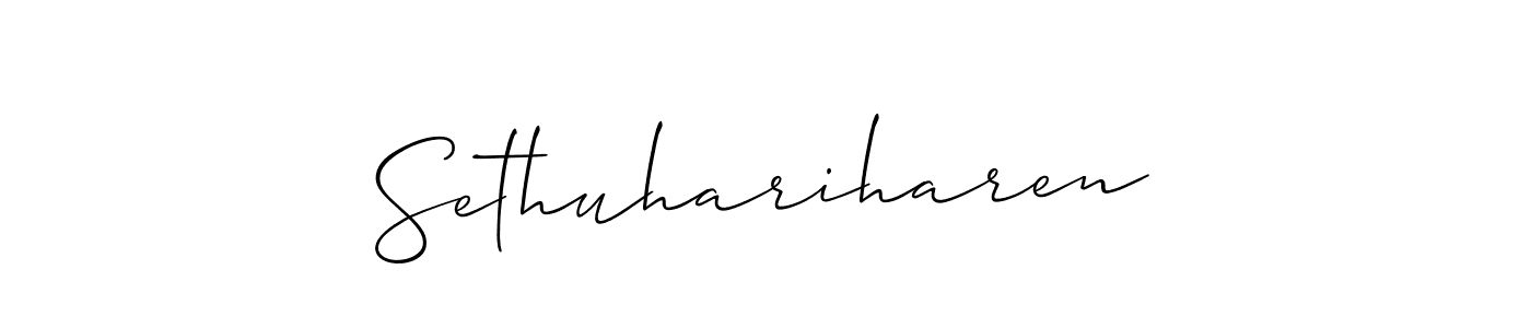Use a signature maker to create a handwritten signature online. With this signature software, you can design (Allison_Script) your own signature for name Sethuhariharen. Sethuhariharen signature style 2 images and pictures png