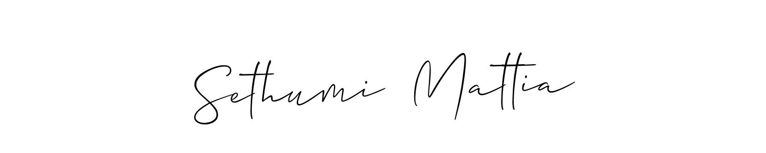 You should practise on your own different ways (Allison_Script) to write your name (Sethumi  Mattia) in signature. don't let someone else do it for you. Sethumi  Mattia signature style 2 images and pictures png