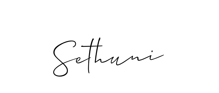 It looks lik you need a new signature style for name Sethuni. Design unique handwritten (Allison_Script) signature with our free signature maker in just a few clicks. Sethuni signature style 2 images and pictures png