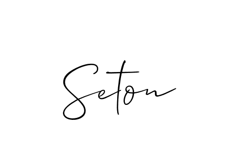 The best way (Allison_Script) to make a short signature is to pick only two or three words in your name. The name Seton include a total of six letters. For converting this name. Seton signature style 2 images and pictures png