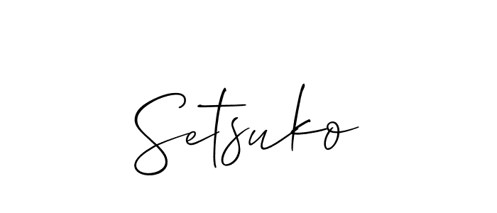 Allison_Script is a professional signature style that is perfect for those who want to add a touch of class to their signature. It is also a great choice for those who want to make their signature more unique. Get Setsuko name to fancy signature for free. Setsuko signature style 2 images and pictures png