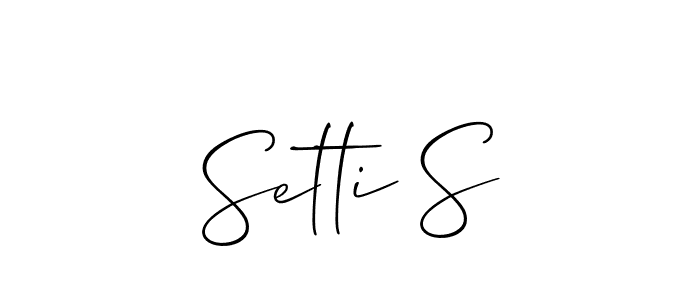 Use a signature maker to create a handwritten signature online. With this signature software, you can design (Allison_Script) your own signature for name Setti S. Setti S signature style 2 images and pictures png
