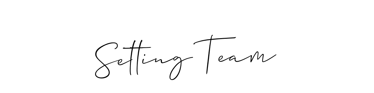Setting Team stylish signature style. Best Handwritten Sign (Allison_Script) for my name. Handwritten Signature Collection Ideas for my name Setting Team. Setting Team signature style 2 images and pictures png