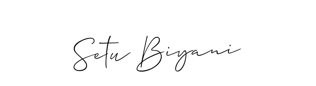 Create a beautiful signature design for name Setu Biyani. With this signature (Allison_Script) fonts, you can make a handwritten signature for free. Setu Biyani signature style 2 images and pictures png