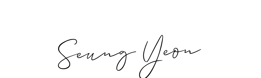 Create a beautiful signature design for name Seung Yeon. With this signature (Allison_Script) fonts, you can make a handwritten signature for free. Seung Yeon signature style 2 images and pictures png