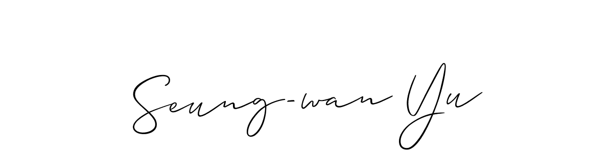Make a short Seung-wan Yu signature style. Manage your documents anywhere anytime using Allison_Script. Create and add eSignatures, submit forms, share and send files easily. Seung-wan Yu signature style 2 images and pictures png