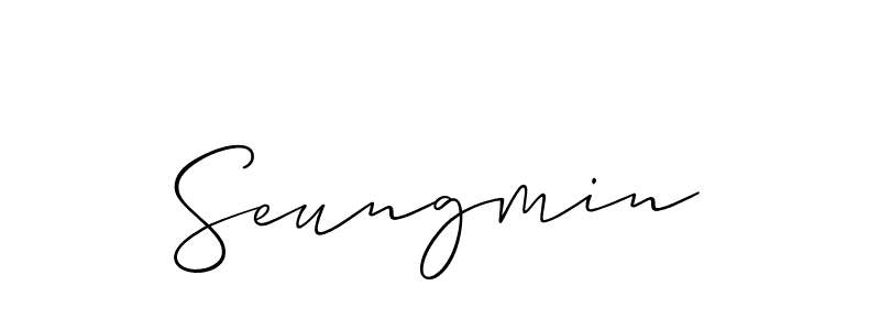 Also You can easily find your signature by using the search form. We will create Seungmin name handwritten signature images for you free of cost using Allison_Script sign style. Seungmin signature style 2 images and pictures png