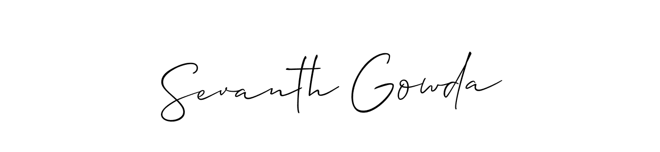 Allison_Script is a professional signature style that is perfect for those who want to add a touch of class to their signature. It is also a great choice for those who want to make their signature more unique. Get Sevanth Gowda name to fancy signature for free. Sevanth Gowda signature style 2 images and pictures png