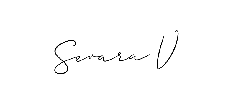 Allison_Script is a professional signature style that is perfect for those who want to add a touch of class to their signature. It is also a great choice for those who want to make their signature more unique. Get Sevara V name to fancy signature for free. Sevara V signature style 2 images and pictures png