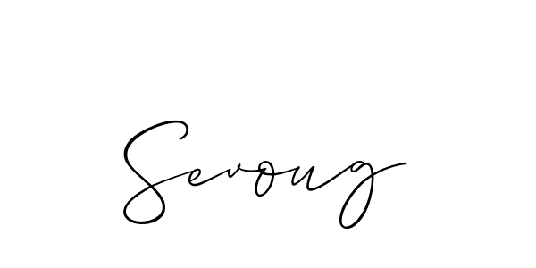 Make a short Sevoug signature style. Manage your documents anywhere anytime using Allison_Script. Create and add eSignatures, submit forms, share and send files easily. Sevoug signature style 2 images and pictures png