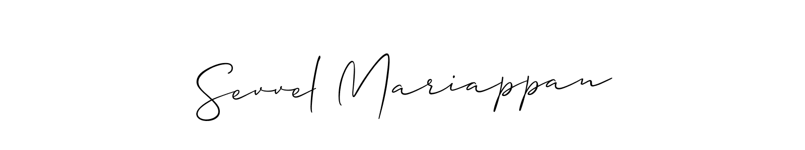 if you are searching for the best signature style for your name Sevvel Mariappan. so please give up your signature search. here we have designed multiple signature styles  using Allison_Script. Sevvel Mariappan signature style 2 images and pictures png