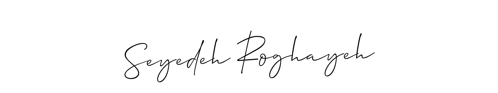Make a beautiful signature design for name Seyedeh Roghayeh. With this signature (Allison_Script) style, you can create a handwritten signature for free. Seyedeh Roghayeh signature style 2 images and pictures png