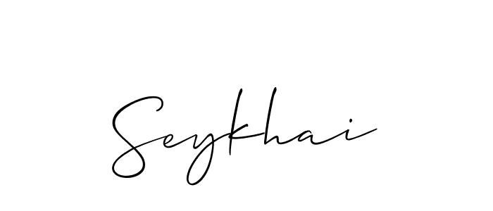 Use a signature maker to create a handwritten signature online. With this signature software, you can design (Allison_Script) your own signature for name Seykhai. Seykhai signature style 2 images and pictures png