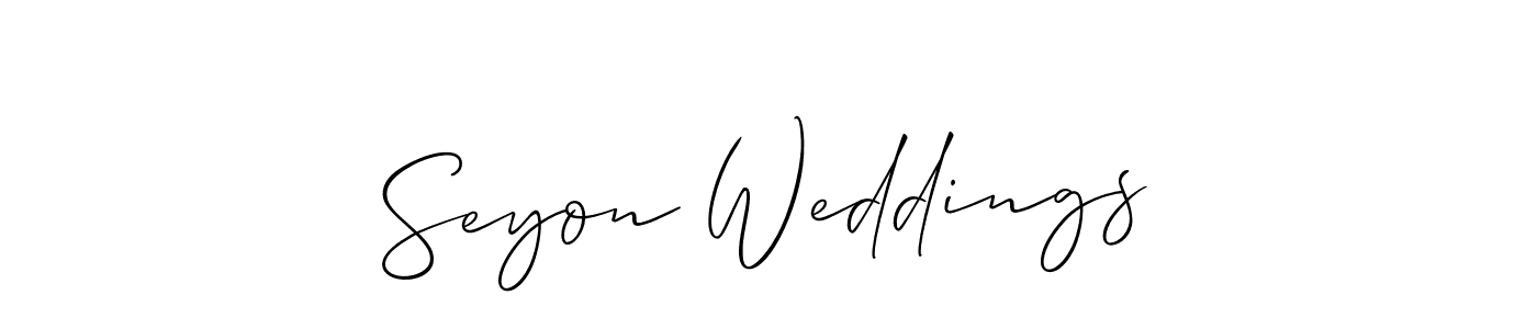 Allison_Script is a professional signature style that is perfect for those who want to add a touch of class to their signature. It is also a great choice for those who want to make their signature more unique. Get Seyon Weddings name to fancy signature for free. Seyon Weddings signature style 2 images and pictures png