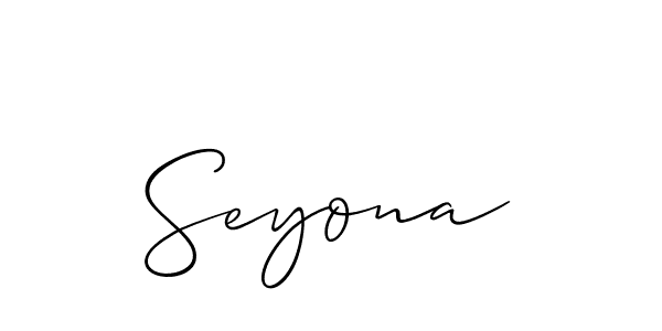 Use a signature maker to create a handwritten signature online. With this signature software, you can design (Allison_Script) your own signature for name Seyona. Seyona signature style 2 images and pictures png