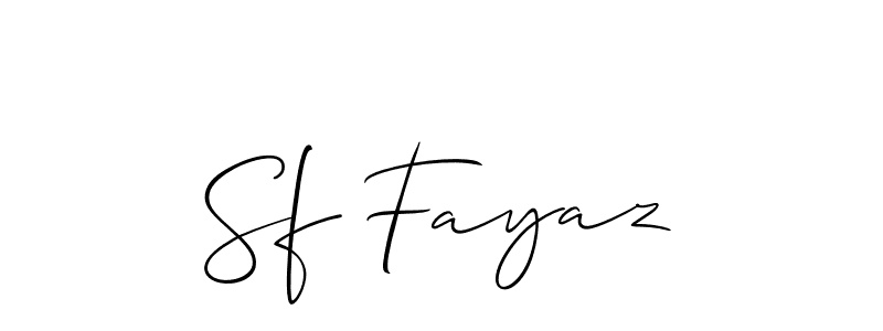 It looks lik you need a new signature style for name Sf Fayaz. Design unique handwritten (Allison_Script) signature with our free signature maker in just a few clicks. Sf Fayaz signature style 2 images and pictures png