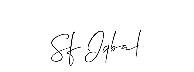 Also You can easily find your signature by using the search form. We will create Sf Iqbal name handwritten signature images for you free of cost using Allison_Script sign style. Sf Iqbal signature style 2 images and pictures png