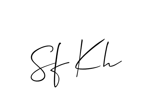 Also You can easily find your signature by using the search form. We will create Sf Kh name handwritten signature images for you free of cost using Allison_Script sign style. Sf Kh signature style 2 images and pictures png