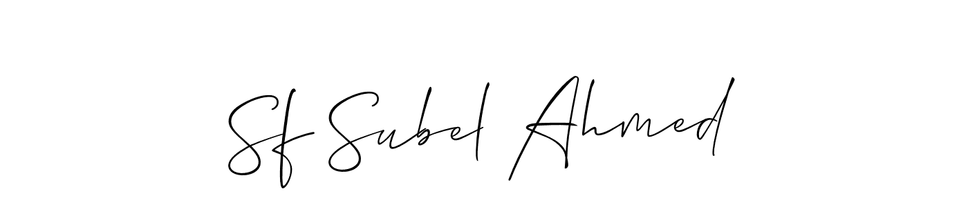 This is the best signature style for the Sf Subel Ahmed name. Also you like these signature font (Allison_Script). Mix name signature. Sf Subel Ahmed signature style 2 images and pictures png