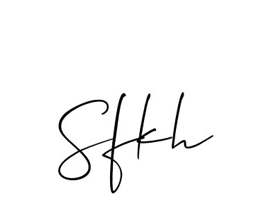 Use a signature maker to create a handwritten signature online. With this signature software, you can design (Allison_Script) your own signature for name Sfkh. Sfkh signature style 2 images and pictures png