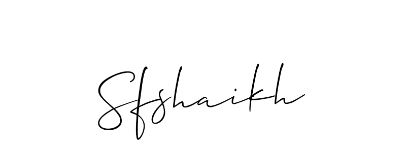 The best way (Allison_Script) to make a short signature is to pick only two or three words in your name. The name Sfshaikh include a total of six letters. For converting this name. Sfshaikh signature style 2 images and pictures png