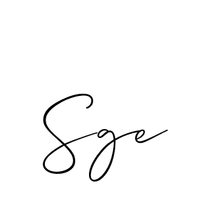 Use a signature maker to create a handwritten signature online. With this signature software, you can design (Allison_Script) your own signature for name Sge. Sge signature style 2 images and pictures png