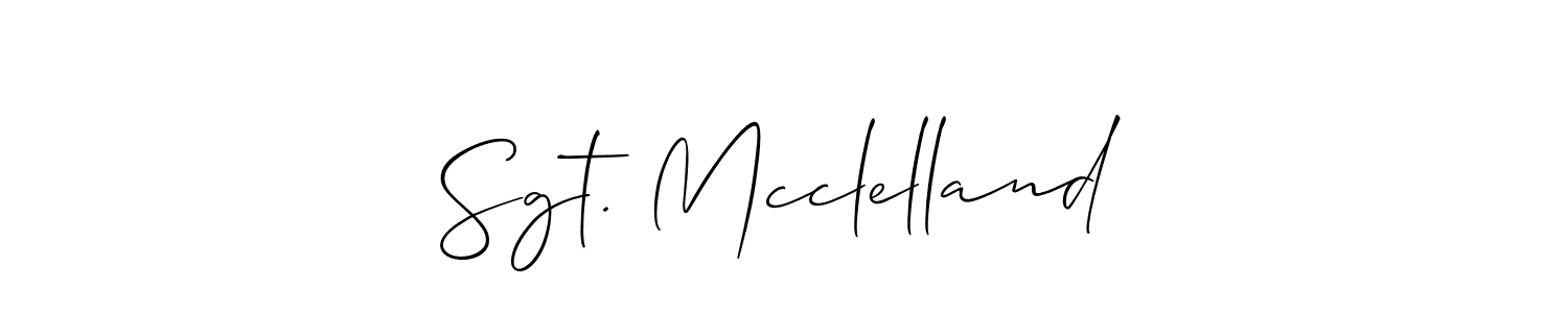 if you are searching for the best signature style for your name Sgt. Mcclelland. so please give up your signature search. here we have designed multiple signature styles  using Allison_Script. Sgt. Mcclelland signature style 2 images and pictures png