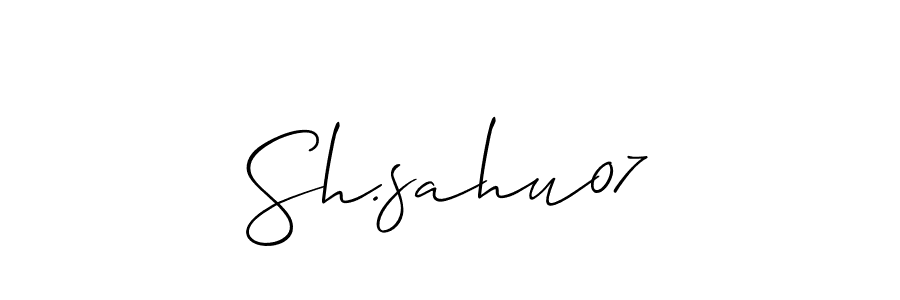 Sh.sahu07 stylish signature style. Best Handwritten Sign (Allison_Script) for my name. Handwritten Signature Collection Ideas for my name Sh.sahu07. Sh.sahu07 signature style 2 images and pictures png