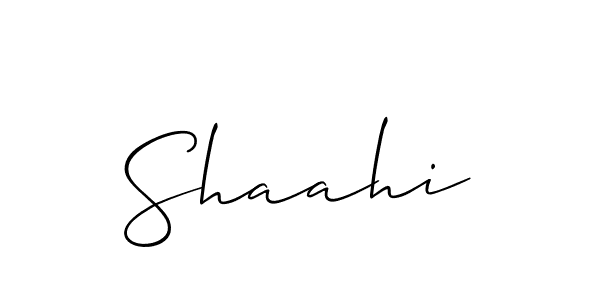 Design your own signature with our free online signature maker. With this signature software, you can create a handwritten (Allison_Script) signature for name Shaahi. Shaahi signature style 2 images and pictures png