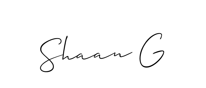 Design your own signature with our free online signature maker. With this signature software, you can create a handwritten (Allison_Script) signature for name Shaan G. Shaan G signature style 2 images and pictures png