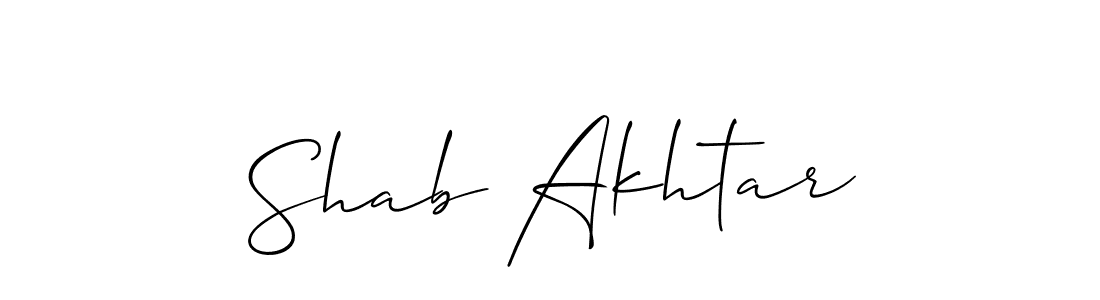The best way (Allison_Script) to make a short signature is to pick only two or three words in your name. The name Shab Akhtar include a total of six letters. For converting this name. Shab Akhtar signature style 2 images and pictures png